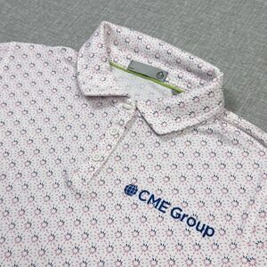 Tasc Performance Polo Womens Small White Floral Short Sleeve Collared Stretch